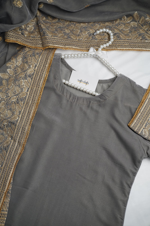 Muhazib - Luxury Sequin Velvet Suit with Velvet Shawl - Warm Fabric - Winter Collection