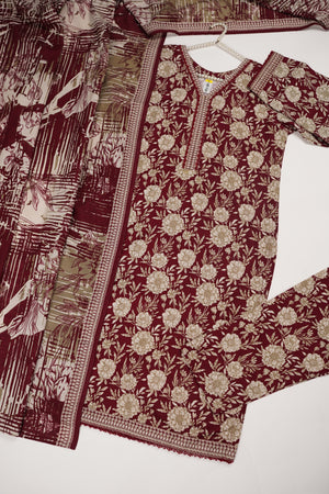 Bin Saeed by SajhDajh- Exclusive Khaddar Outfit with  Shawl - Ready to Wear - PD176