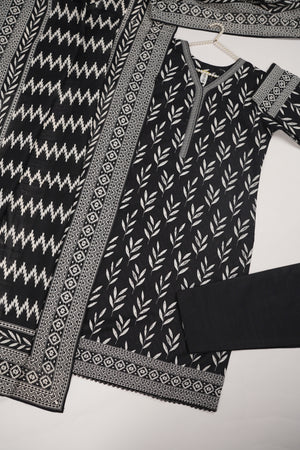 Bin Saeed by SajhDajh - Exclusive Khaddar Outfit with  Shawl - Ready to Wear - PD168 Black