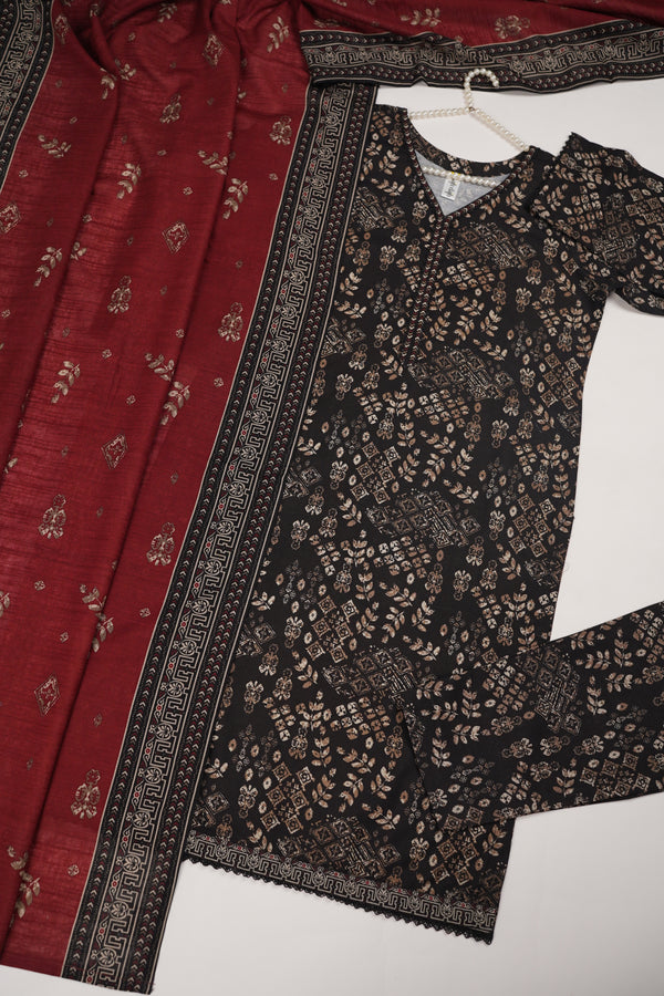 Bin Saeed by SajhDajh - Exclusive Khaddar Outfit with  Shawl - Ready to Wear - PD169