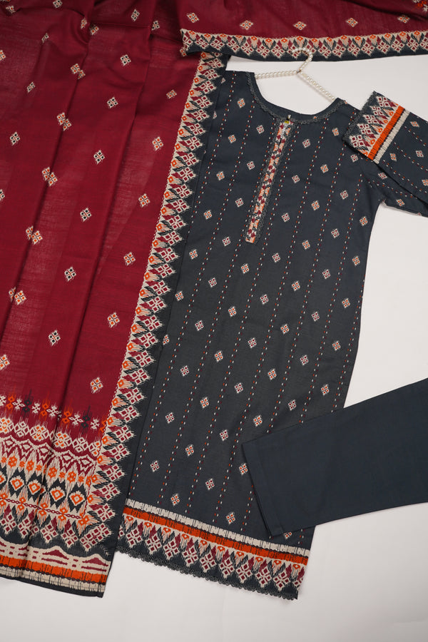 Bin Saeed by SajhDajh - Exclusive Khaddar Outfit with  Shawl - Ready to Wear - PD173