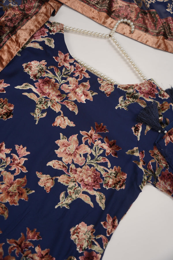 Rozi - Luxury Palachi  Outfit with Palachi Shawl SB236 Blue