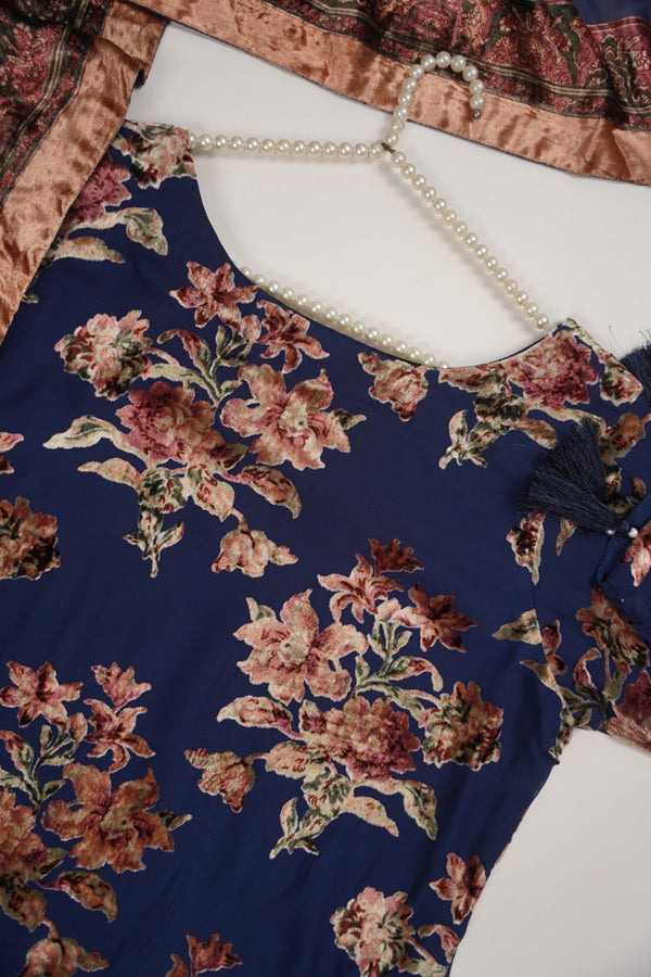 Rozi - Luxury Palachi  Outfit with Palachi Shawl SB236 Blue