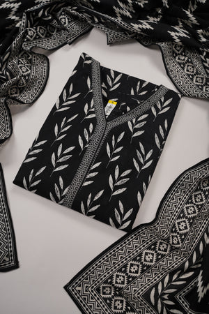 Bin Saeed by SajhDajh - Exclusive Khaddar Outfit with  Shawl - Ready to Wear - PD168 Black