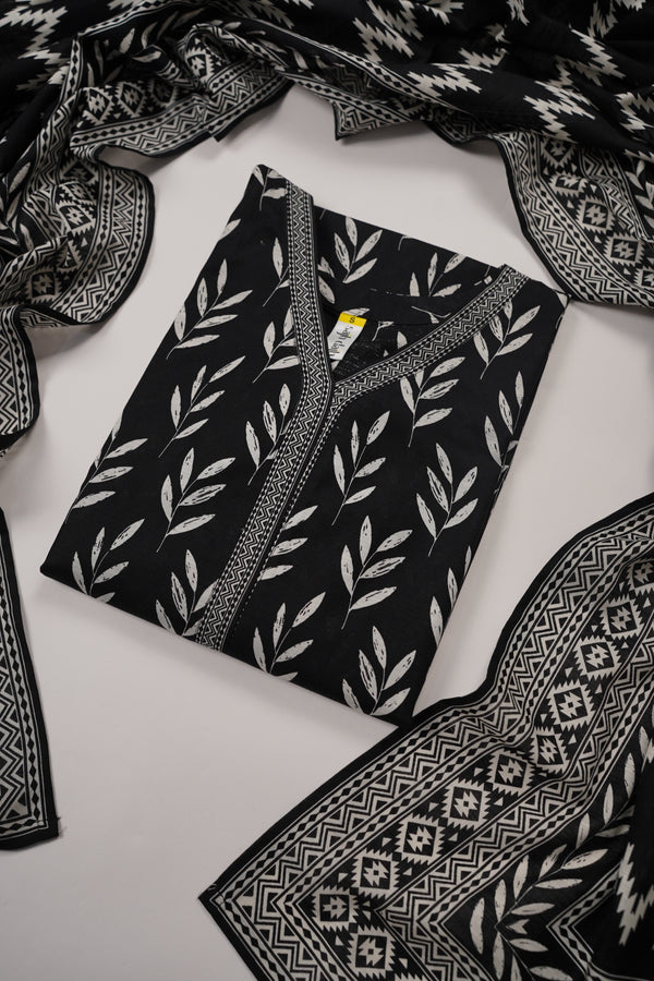 Bin Saeed by SajhDajh - Exclusive Khaddar Outfit with  Shawl - Ready to Wear - PD168 Black