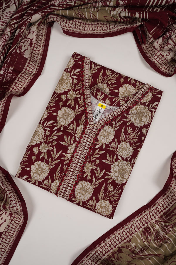 Bin Saeed by SajhDajh- Exclusive Khaddar Outfit with  Shawl - Ready to Wear - PD176