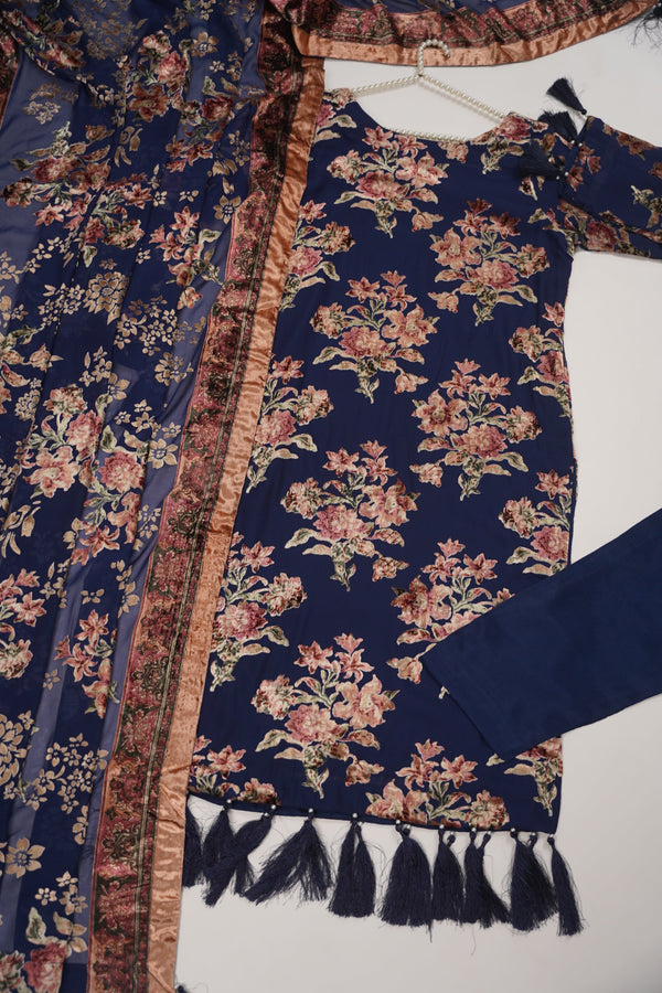 Rozi - Luxury Palachi  Outfit with Palachi Shawl SB236 Blue