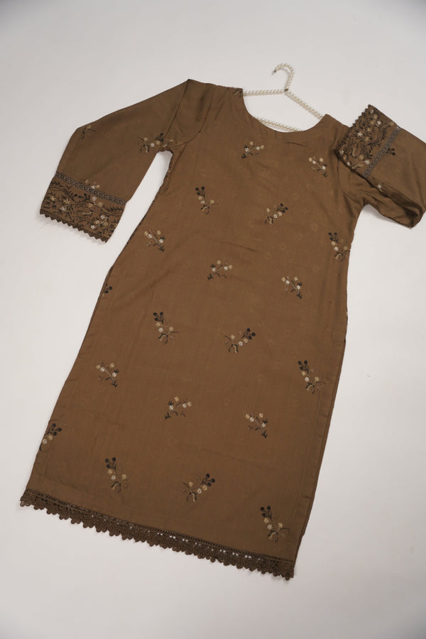 Rozi - Exclusive Embroidered Dhanak  Outfit with  Shawl - Ready to Wear - SB223