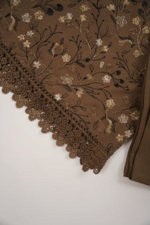 Rozi - Exclusive Embroidered Dhanak  Outfit with  Shawl - Ready to Wear - SB223