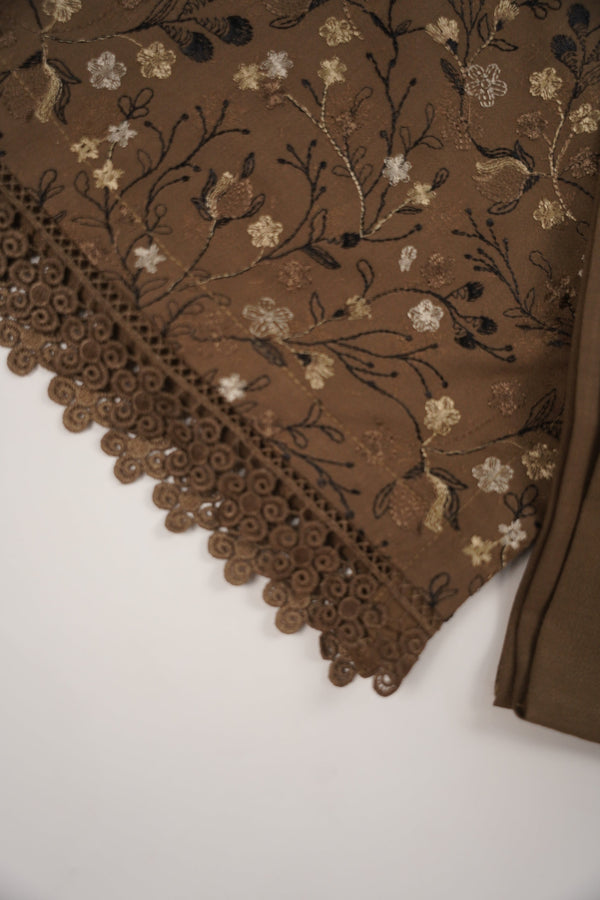 Rozi - Exclusive Embroidered Dhanak  Outfit with  Shawl - Ready to Wear - SB223