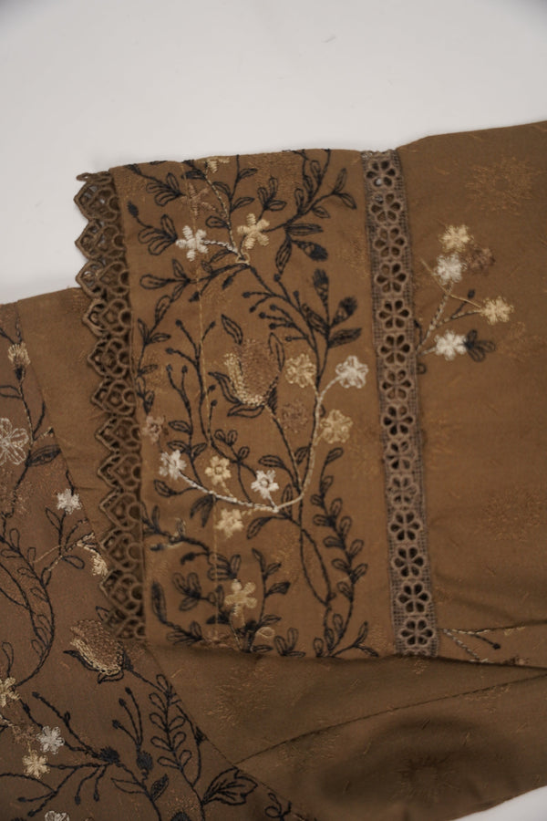 Rozi - Exclusive Embroidered Dhanak  Outfit with  Shawl - Ready to Wear - SB223