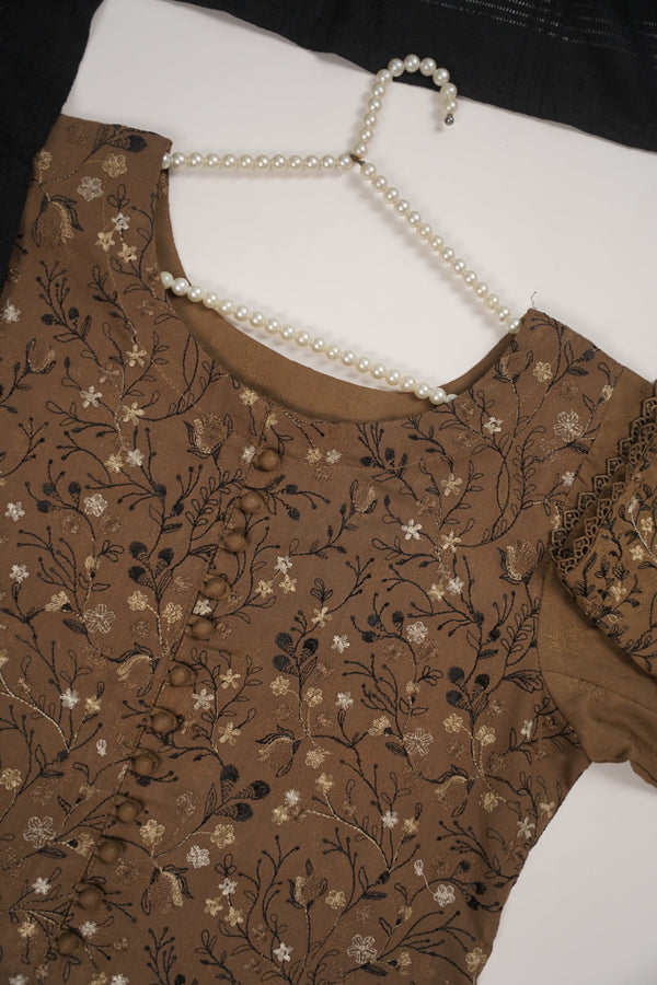 Rozi - Exclusive Embroidered Dhanak  Outfit with  Shawl - Ready to Wear - SB223