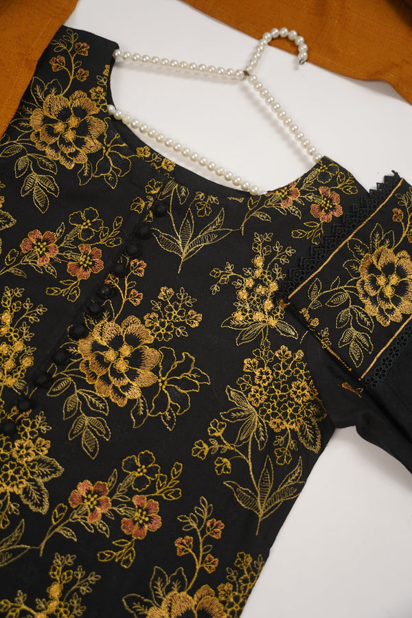 Rozi - Exclusive Embroidered Dhanak  Outfit with  Shawl - Ready to Wear - SB222