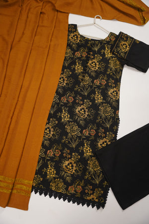 Rozi - Exclusive Embroidered Dhanak  Outfit with  Shawl - Ready to Wear - SB222