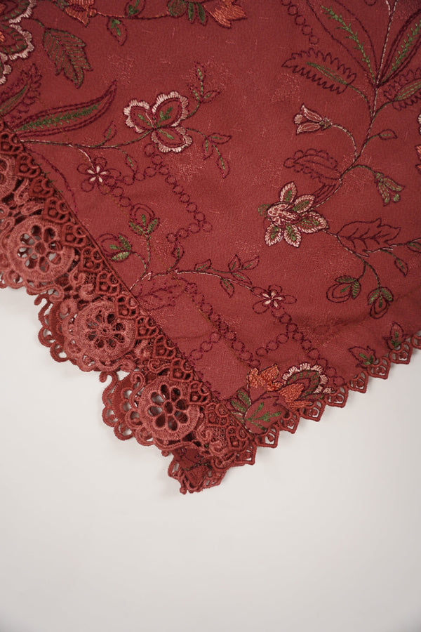 Rozi - Exclusive Embroidered Dhanak  Outfit with  Shawl - Ready to Wear - SB225