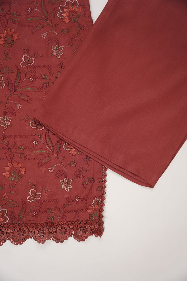 Rozi - Exclusive Embroidered Dhanak  Outfit with  Shawl - Ready to Wear - SB225