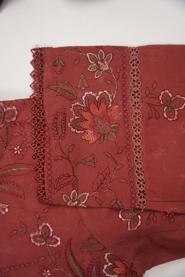 Rozi - Exclusive Embroidered Dhanak  Outfit with  Shawl - Ready to Wear - SB225