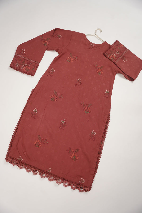 Rozi - Exclusive Embroidered Dhanak  Outfit with  Shawl - Ready to Wear - SB225