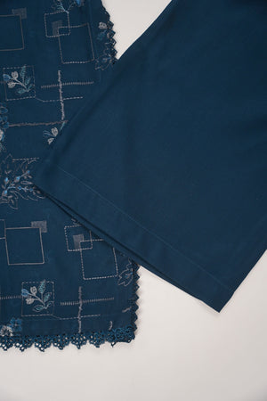 Rozi - Exclusive Embroidered Dhanak  Outfit with  Shawl - Ready to Wear - SB226
