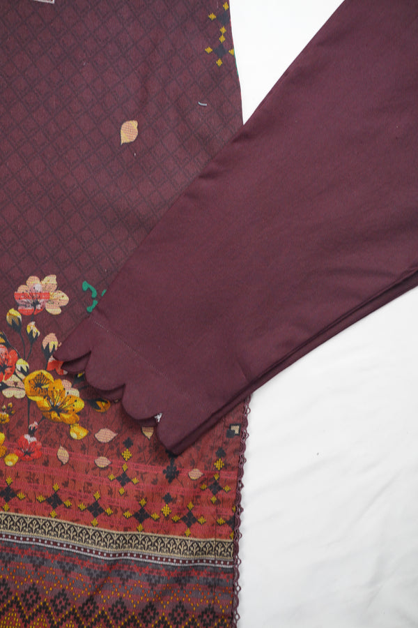 Rozi - Kashmira Wool Printed Suit with Shawl - Warm Fabric - Winter Collection