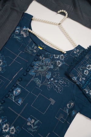 Rozi - Exclusive Embroidered Dhanak  Outfit with  Shawl - Ready to Wear - SB226