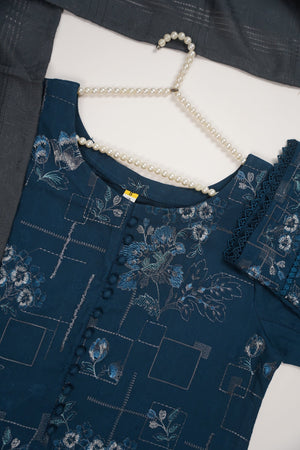 Rozi - Exclusive Embroidered Dhanak  Outfit with  Shawl - Ready to Wear - SB226