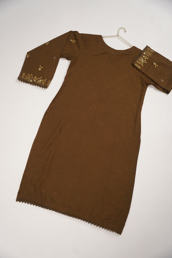 Rozi - Exclusive Embroidered Dhanak  Outfit with  Shawl - Ready to Wear - SB224