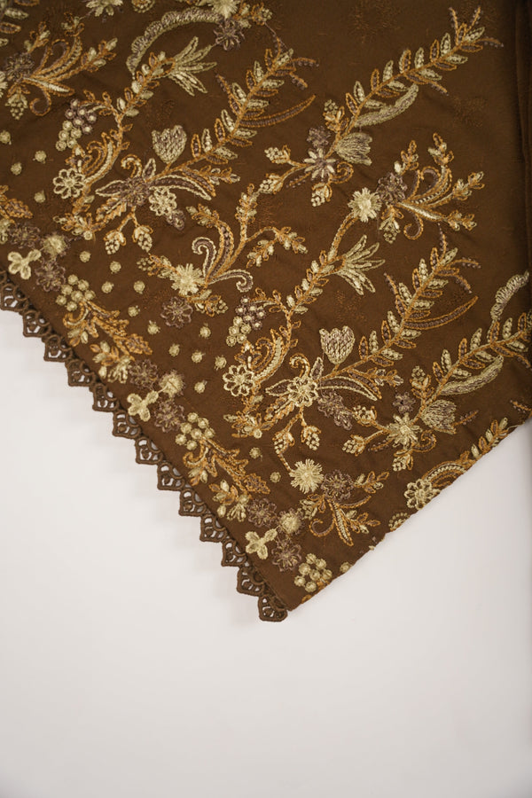 Rozi - Exclusive Embroidered Dhanak  Outfit with  Shawl - Ready to Wear - SB224