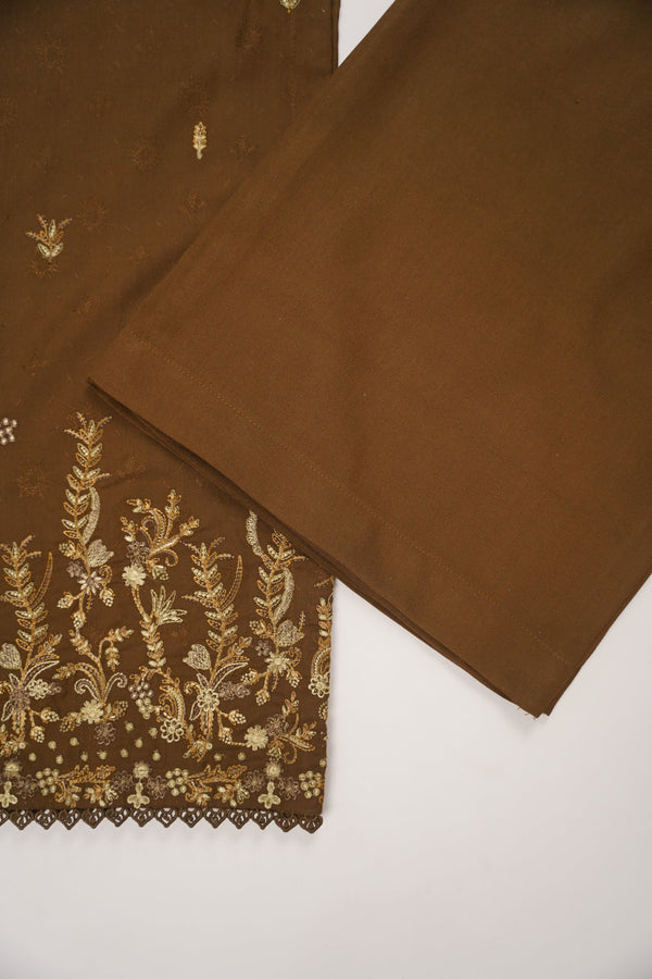 Rozi - Exclusive Embroidered Dhanak  Outfit with  Shawl - Ready to Wear - SB224