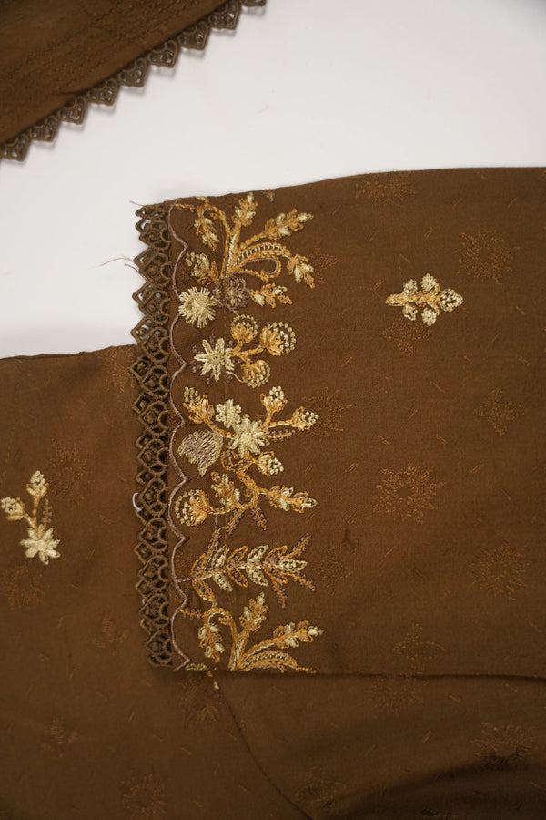 Rozi - Exclusive Embroidered Dhanak  Outfit with  Shawl - Ready to Wear - SB224