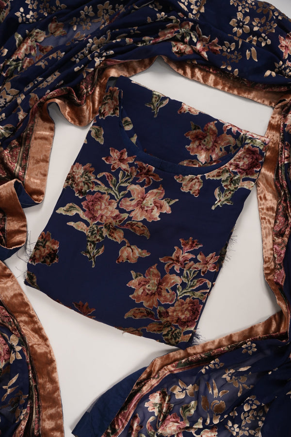 Rozi - Luxury Palachi  Outfit with Palachi Shawl SB236 Blue