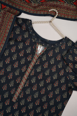 Bin Saeed by SajhDajh - Exclusive Khaddar Outfit with  Shawl - Ready to Wear - PD171 Blue