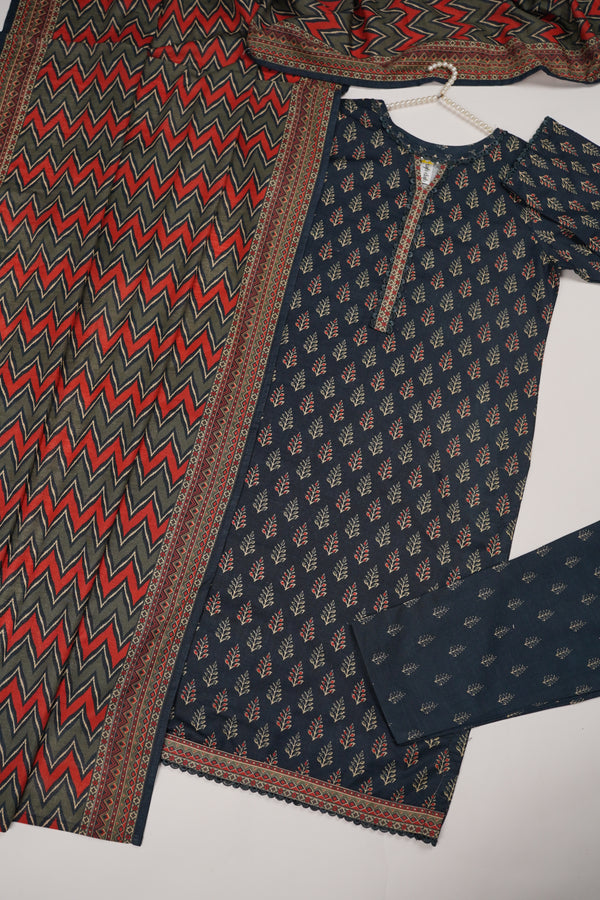 Bin Saeed by SajhDajh - Exclusive Khaddar Outfit with  Shawl - Ready to Wear - PD171 Blue