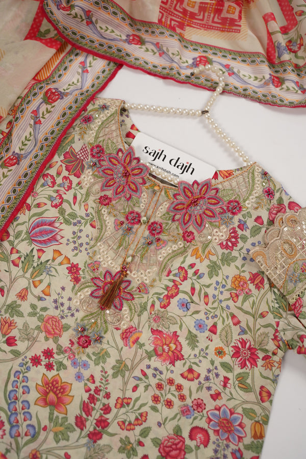 Rozi  - Emboridery Lawn  Outfit with Dupatta - Ready to Wear - SD342