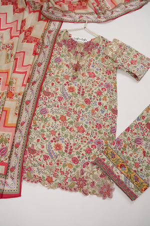Rozi  - Emboridery Lawn  Outfit with Dupatta - Ready to Wear - SD342