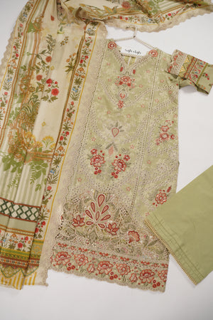 Rozi  - Emboridery Lawn  Outfit with Dupatta - Ready to Wear - SD349