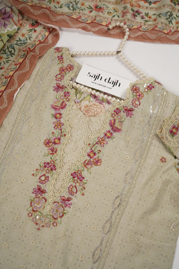 Rozi  - Emboridery Lawn  Outfit with Dupatta - Ready to Wear - SD348