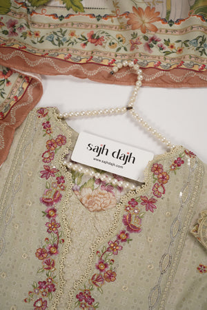 Rozi  - Emboridery Lawn  Outfit with Dupatta - Ready to Wear - SD348
