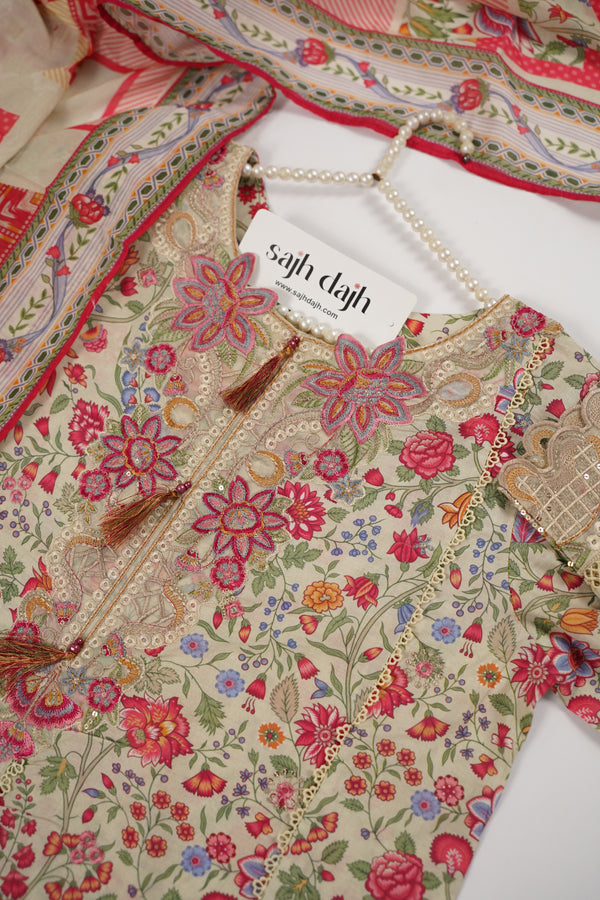 Rozi  - Emboridery Lawn  Outfit with Dupatta - Ready to Wear - SD353
