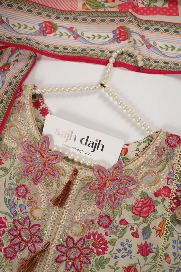 Rozi  - Emboridery Lawn  Outfit with Dupatta - Ready to Wear - SD353