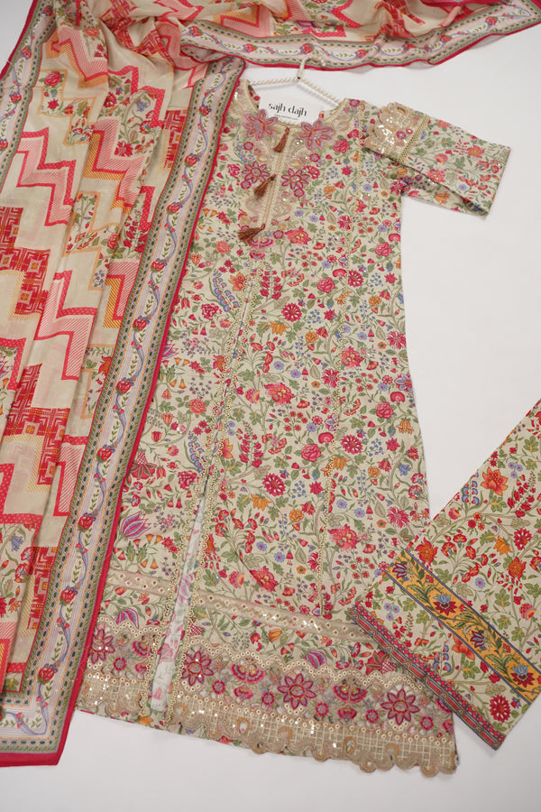 Rozi  - Emboridery Lawn  Outfit with Dupatta - Ready to Wear - SD353