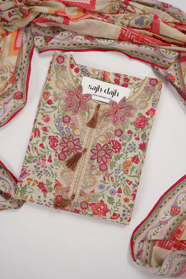 Rozi  - Emboridery Lawn  Outfit with Dupatta - Ready to Wear - SD353