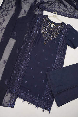 Husan e Jahan - Luxury Chiffon Outfit with Chiffon Dupatta And Plazzo - Ready to Wear - SB01