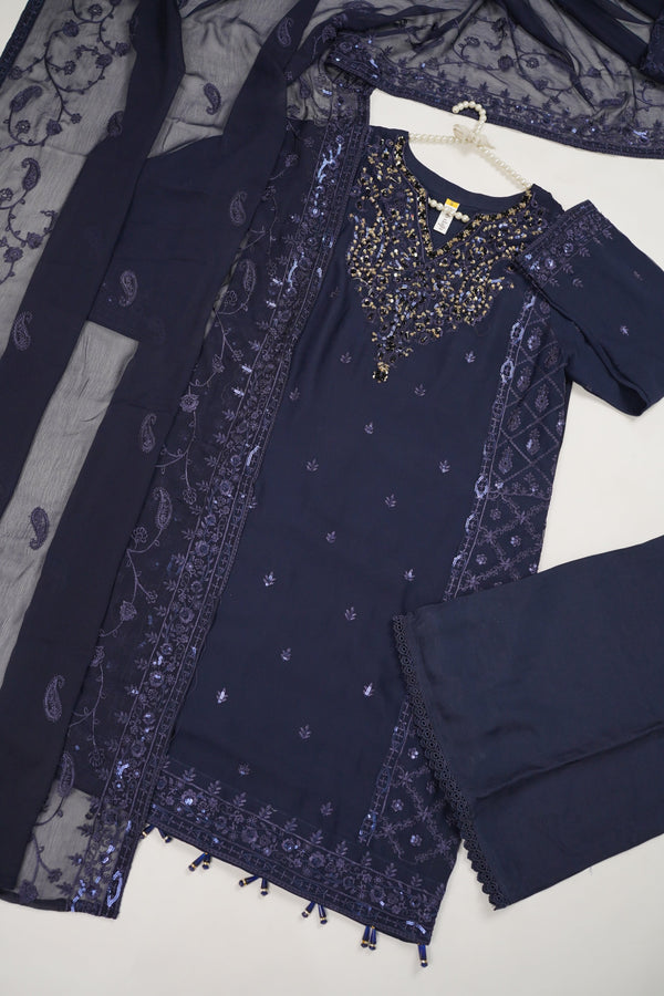 Husan e Jahan - Luxury Chiffon Outfit with Chiffon Dupatta And Plazzo - Ready to Wear - V1