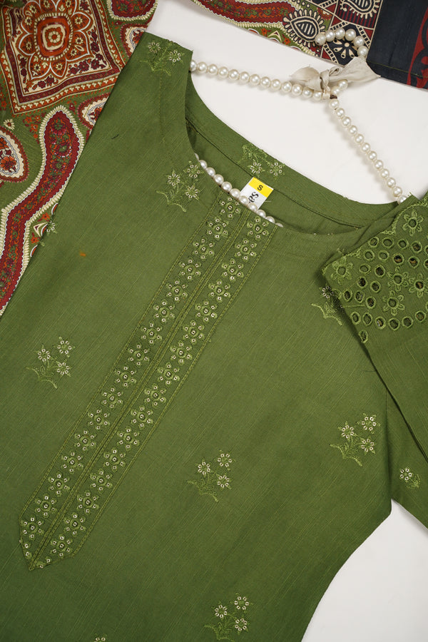 Rozi - Exclusive Embroidered Khaddar Outfit with Shawl - Ready to Wear - Warm Fabric