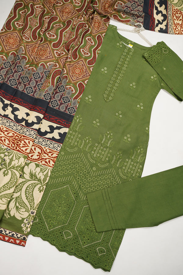 Rozi - Exclusive Embroidered Khaddar Outfit with Shawl - Ready to Wear - Warm Fabric