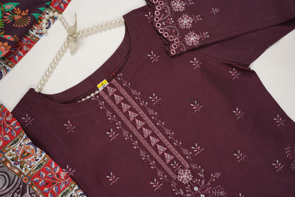 Rozi - Exclusive Embroidered Khaddar Outfit with Shawl - Ready to Wear - Warm Fabric