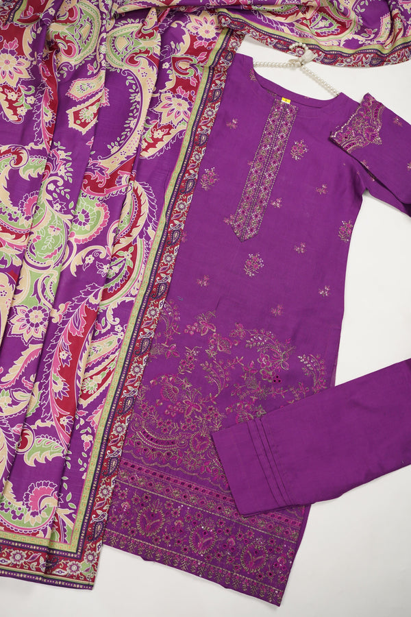 Rozi - Exclusive Embroidered Khaddar Outfit with Shawl - Ready to Wear - Warm Fabric