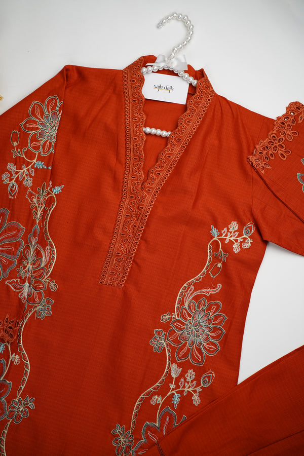 Muhazzib - Embroidered Khaddar with Trouser - Ready to Wear