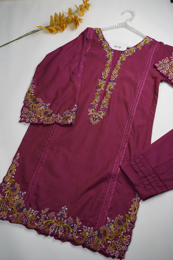 Muhazzib - Embroidered Shamray with Trouser - Ready to Wear